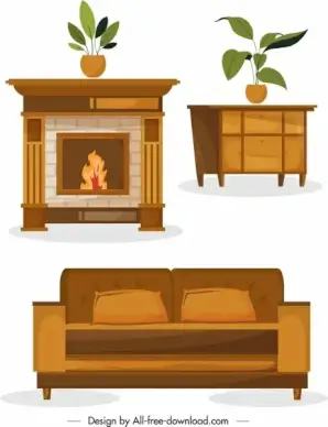home furniture templates table sofa radiator icons