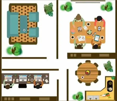 home workplace layout top view design
