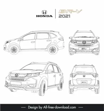 honda br v 2021 car models advertising template black white handdrawn outline