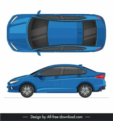 honda city 2017 car models icons top view side view sketch elegant modern design 