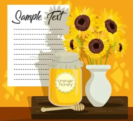 honey advertising banner sunflowers pot decoration