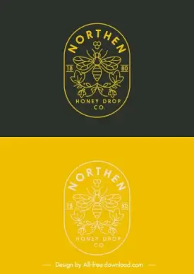 honey bee logo template flat handdrawn symmetry sketch