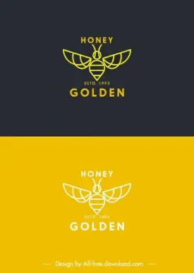 honey bee logotypes classic flat handdrawn sketch