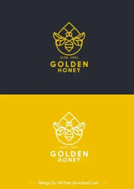 honey bee logotypes flat symmetric handdrawn sketch