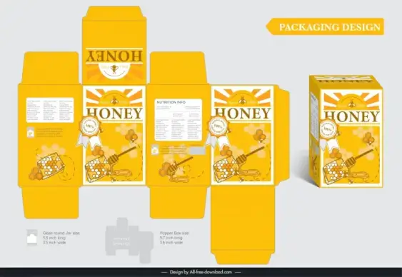 honey product packaging template elegant flat 3d design 