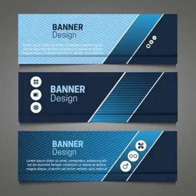 horizontal banner design sets with dark blue color
