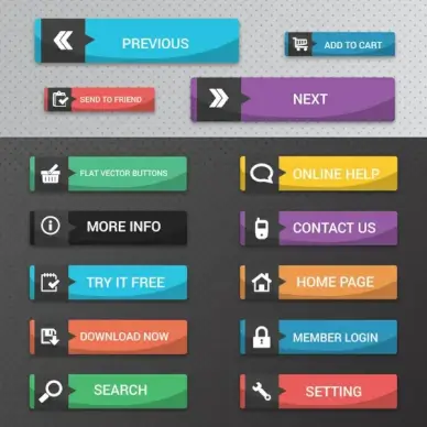 horizontal website buttons with speech baubles interface
