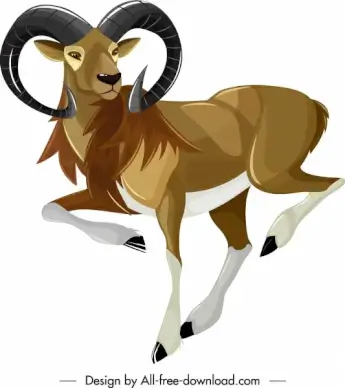 horned antelope icon colored cartoon sketch
