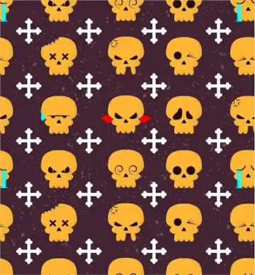 horror repeating pattern with skulls and bones illustration
