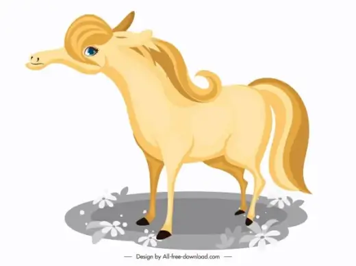 horse icon bright yellow design cartoon character