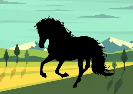 horse painting black silhouette icon