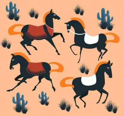 horses painting dark classical design