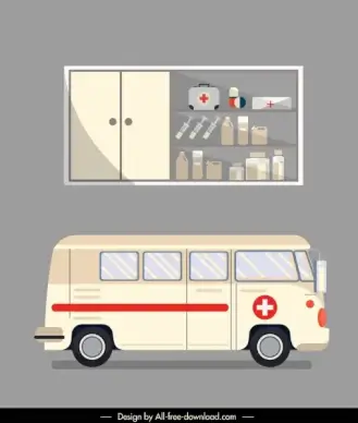 hospital design elements ambulance medicine shelf sketch