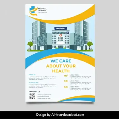 hospital flyer template symmetric architecture curves sketch