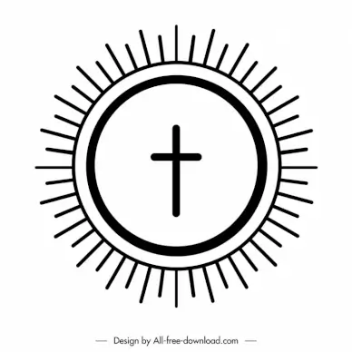 host religion sign icon circle rays black white sketch