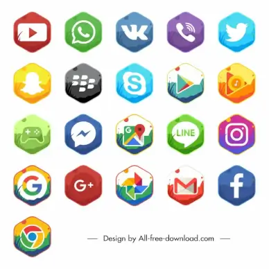 hot apps icon sets colorful flat classical design 