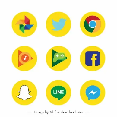 hot apps icon sets modern flat circle isolation outline 