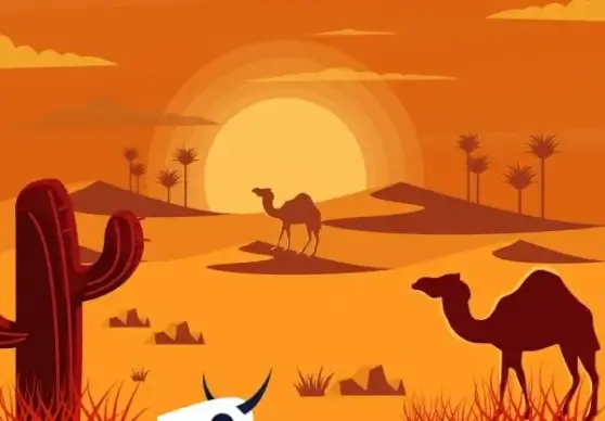 hot desert drawing colored cartoon design