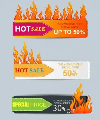 hot sale banner sets fire icon decoration