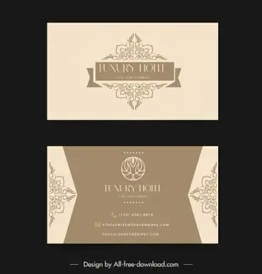 hotel business card template elegant classical symmetric decor