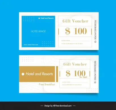hotel voucher template elegant flat curves decor