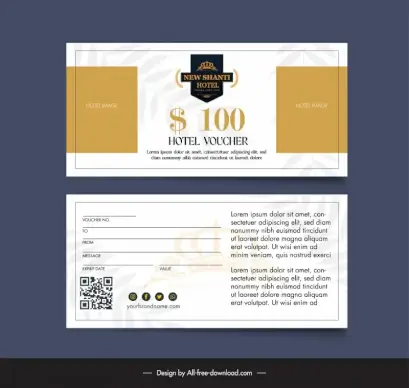 hotel voucher template elegant flat leaves blurred