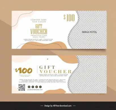 hotel voucher template flat elegant classic curves checkered