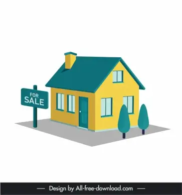house for sale icon modern elegant 3d sketch