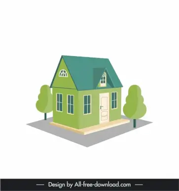 house  icon elegant 3d sketch