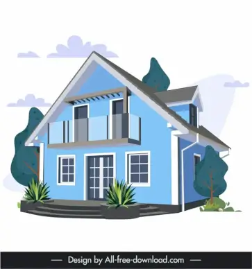 house icon elegant modern 3d sketch