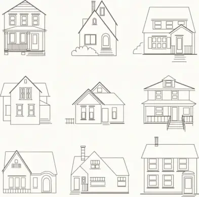 house icons collection various shapes outline