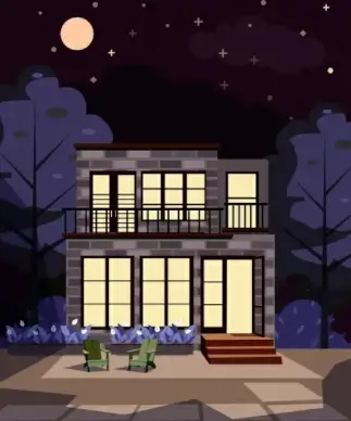 house painting modern design moon night decor