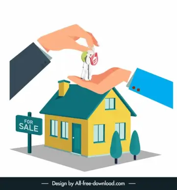house rent design elements handed hands key sketch