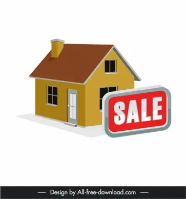 house sale icon elegant modern 3d sketch