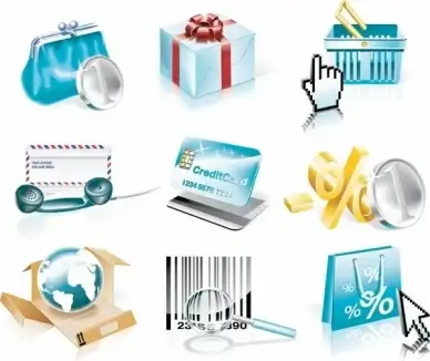 goods icons colored modern 3d design