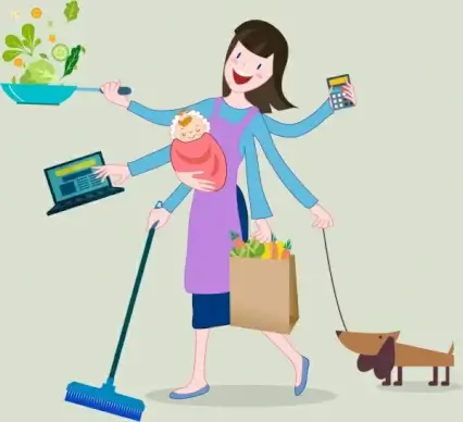 housewife icon woman hands housework symbols