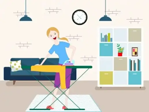 housewife work drawing ironing woman icon colored cartoon