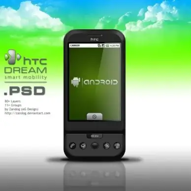 htc dream android phone psd layered