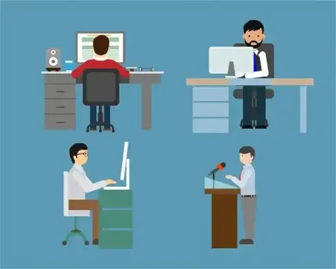 human at work icons various activites and gestures