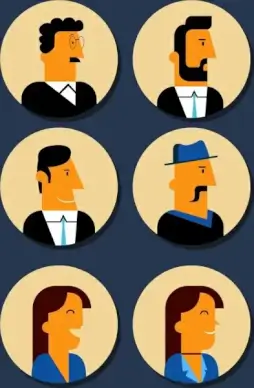 human avatar collection colored circles isolation cartoon design