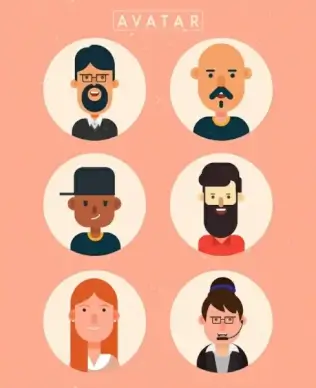 human avatar collection round isolation colored cartoon characters