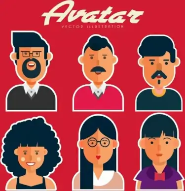 human avatars collection men women icons colored cartoon