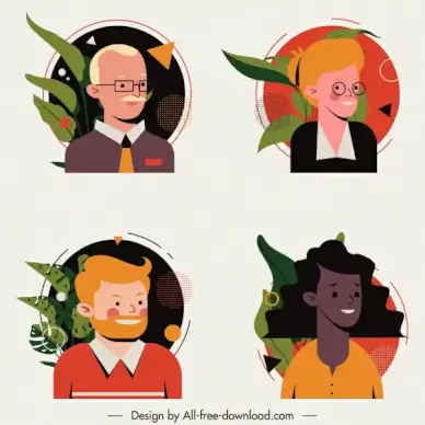 human face avatars icons cartoon characters sketch