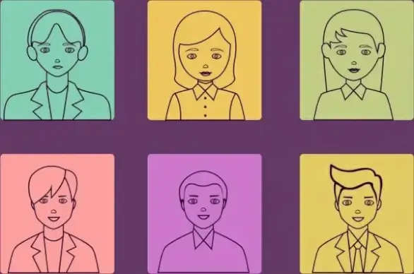 human icons outline various colored flat design