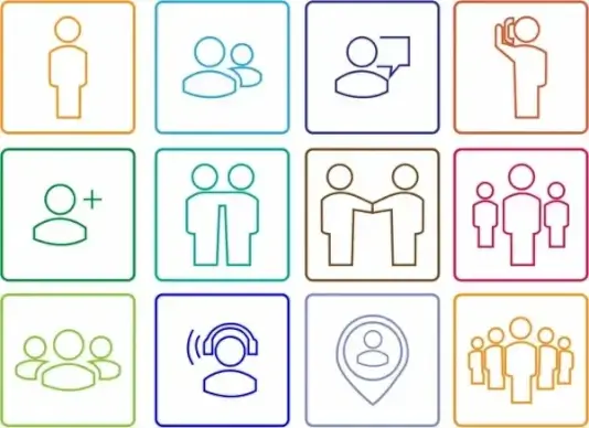 human icons outline various symbols sign isolation