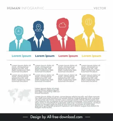 human infographic template office people silhouette