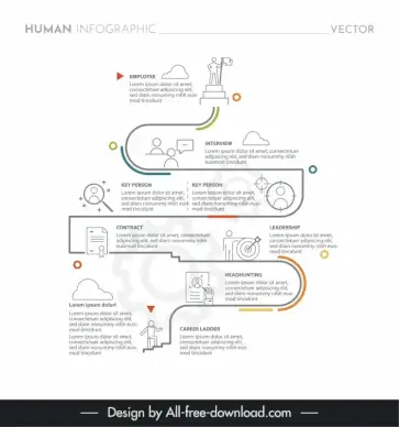 human infographic template steps line blurred gear 