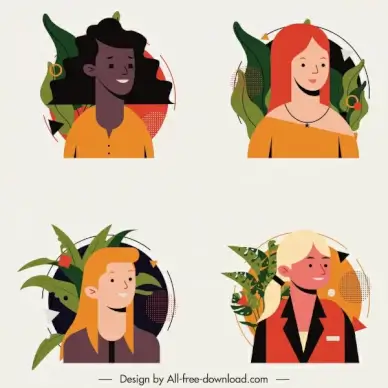 human portrait avatar icons women face sketch