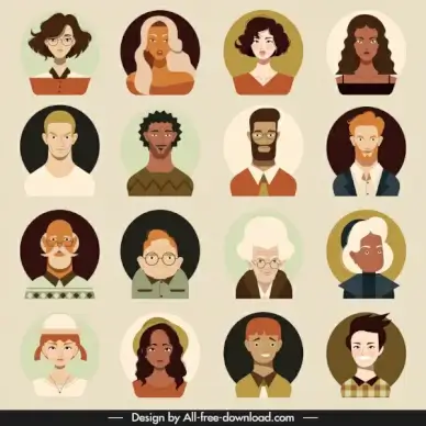 human portrait avatars men women sketch cartoon characters