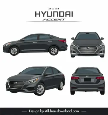 hyundai accent 2021 car models advertising template modern different views design 